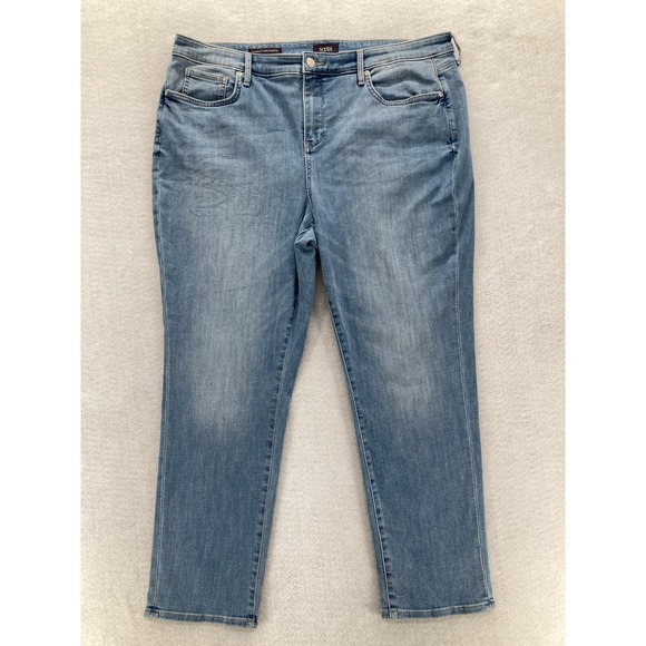 NYDJ Jeans Womens 18P Petite Blue Margot Girlfriend Lift Tuck Light Wash Preppy - Picture 1 of 12